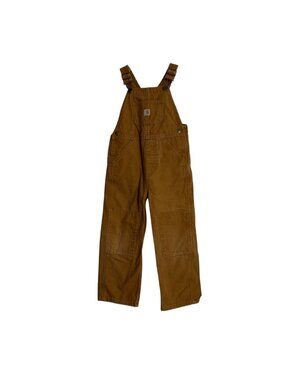 Carhartt Bib Overalls Youth Boys Size 4T Double Knee Brown Workwear Kids Cotton